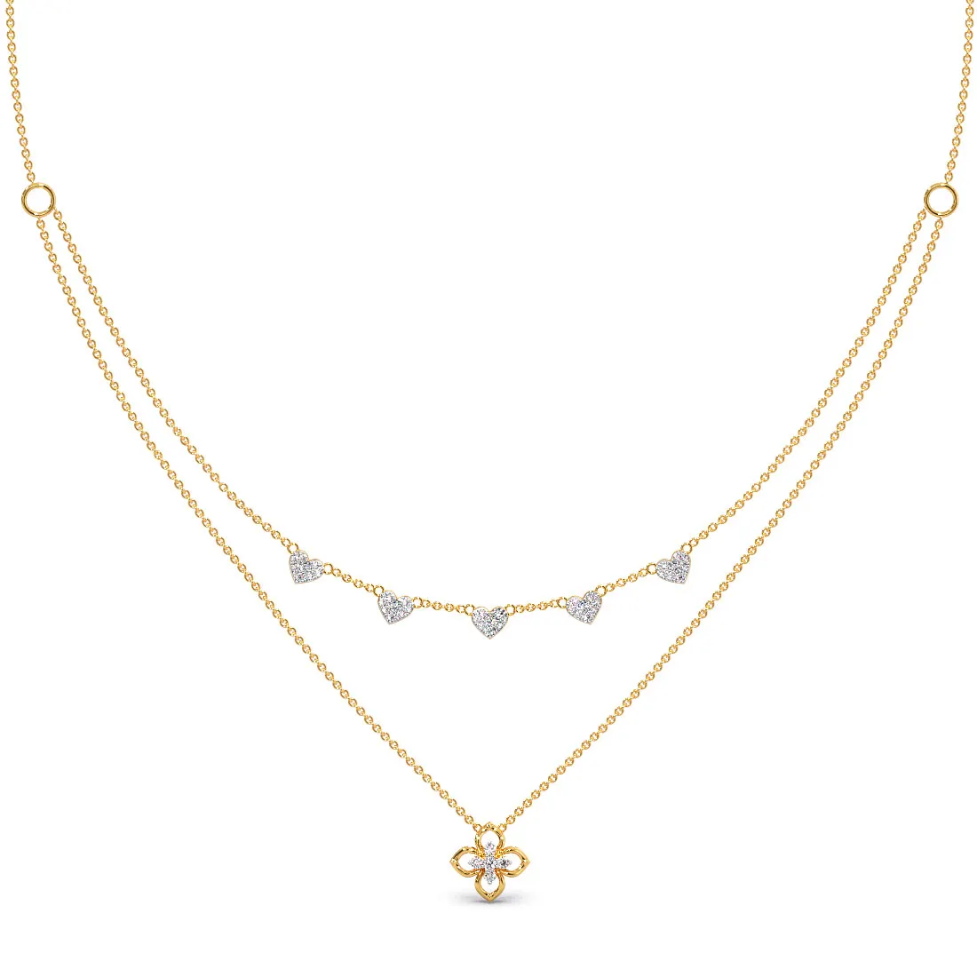 Geometric Gold-Diamond Layered Necklace (New Arrival)